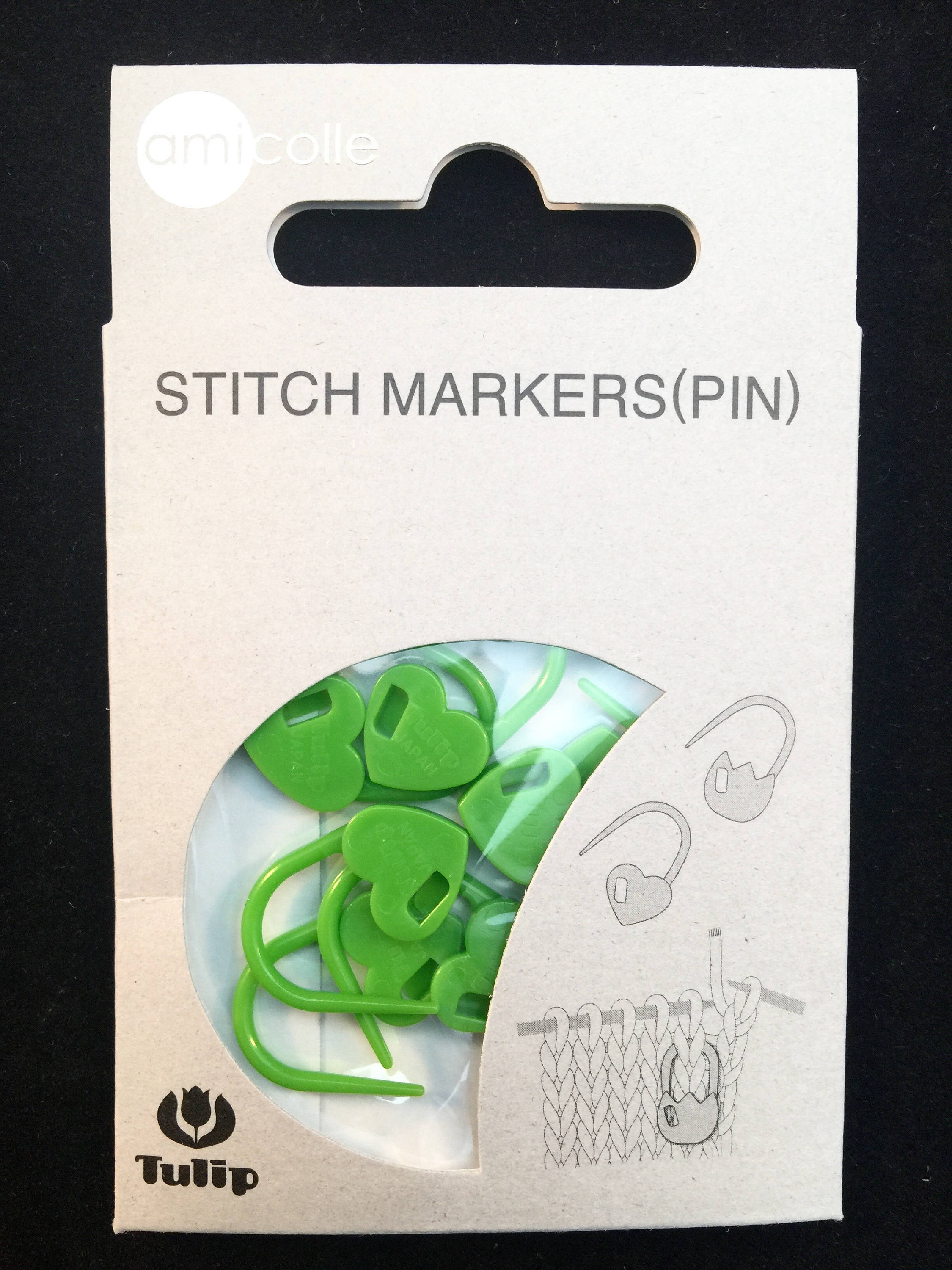 Tulip - "Heart" Stitch Marker Pin Amicolle Knitting Accessories - Green