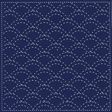 Yokota - Seigaiha Waves Cotton Sashiko Fukin Sampler Cloth - Navy