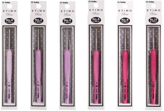 Tulip - Small Hooks Singles "Etimo" Steel Crochet Hook with Cushion Grip - Pink