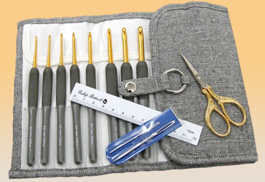 Tulip - "Etimo" Cushion Grip Crochet Hooks Set - Gray Wool