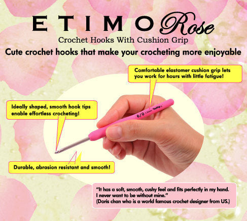 Tulip - Large Hooks Singles "Etimo" Rose Crochet Hook with Cushion Grip - Pink