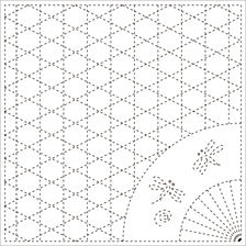 Yokota - Fan and Basketweave Cotton Sashiko Fukin Sampler Cloth - White