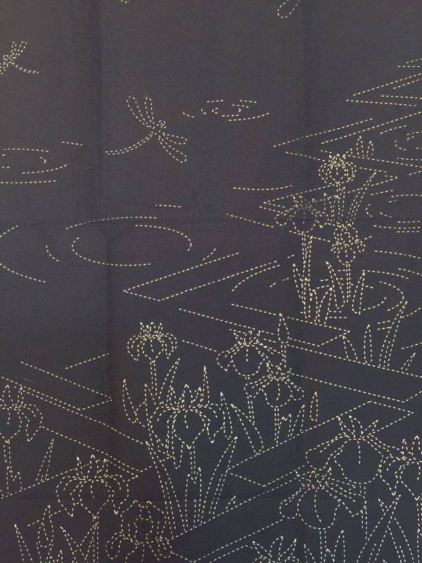 Orimono Imports - Dragonfly and Iris Sashiko Washout Fabric Panel