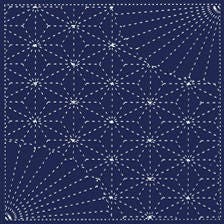 Yokota - Asanoha and Sensu Cotton Sashiko Fukin Sampler Cloth - Navy