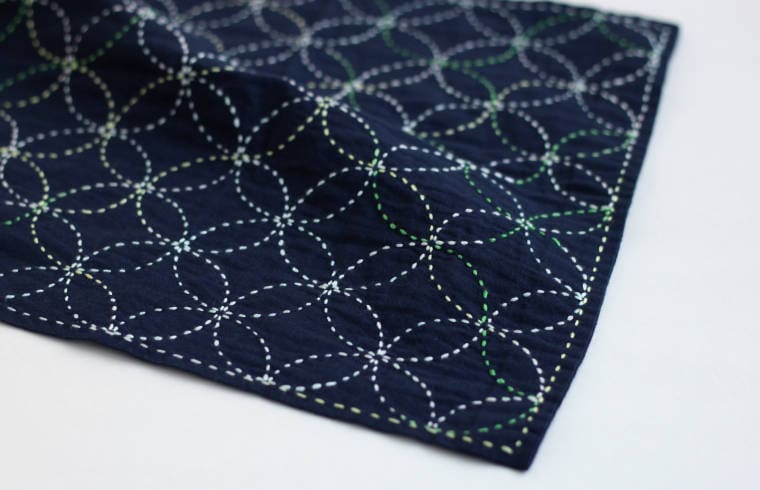 Yokota - Yabane Arrow Fletching Cotton Sashiko Fukin Sampler Cloth - Navy