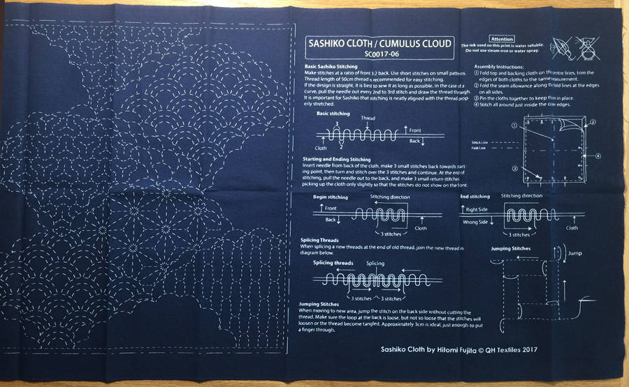 QH Textiles - Momiji Maple Leaf #3 Cotton Sashiko Fukin Sampler Cloth - Navy
