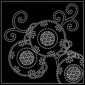 QH Textiles - Bracken Fern #9 Sashiko Cotton Sashiko Fukin Sampler Cloth - Navy