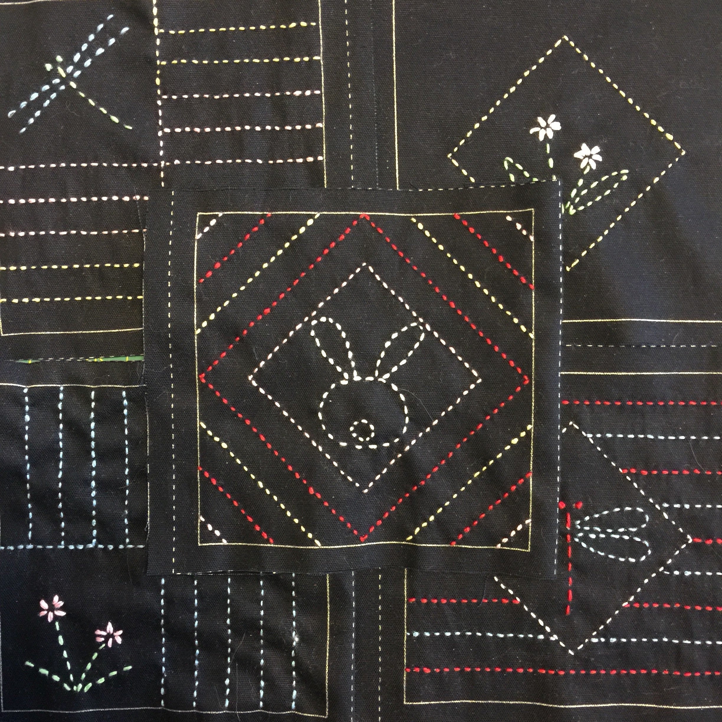 Orimono Imports - Sashiko Coaster/Quilt Blocks Set with Printed Washout Design