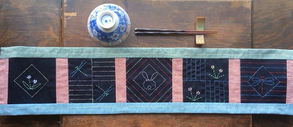 Orimono Imports - Sashiko Coaster/Quilt Blocks Set with Printed Washout Design