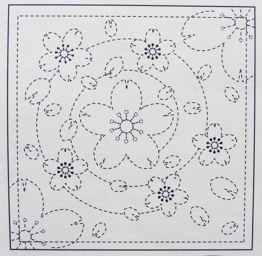 Olympus - Spiraling Sakura Cotton Sashiko Sampler Cloth - Pink