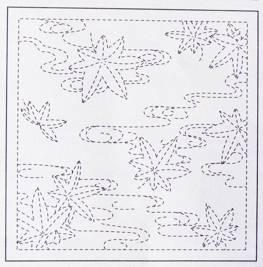 Olympus - Floating Maple Leaves Cotton Sashiko Sampler Cloth - White