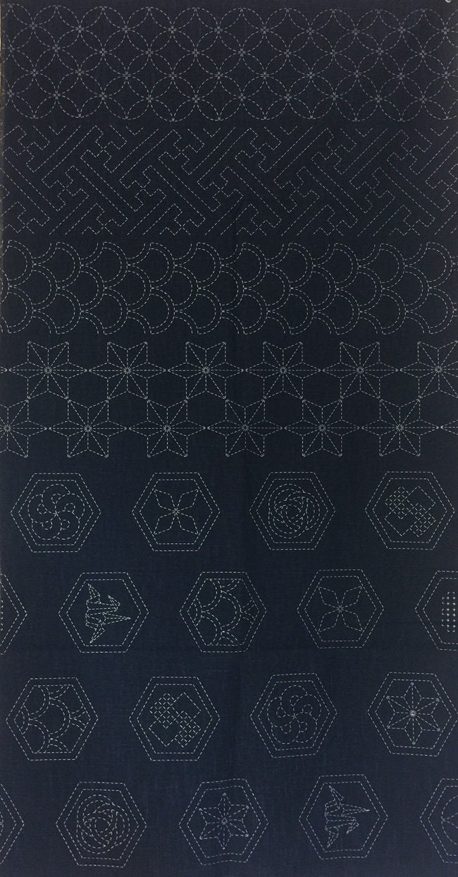 Orimono Imports - Crests Sashiko Washout Fabric Panel