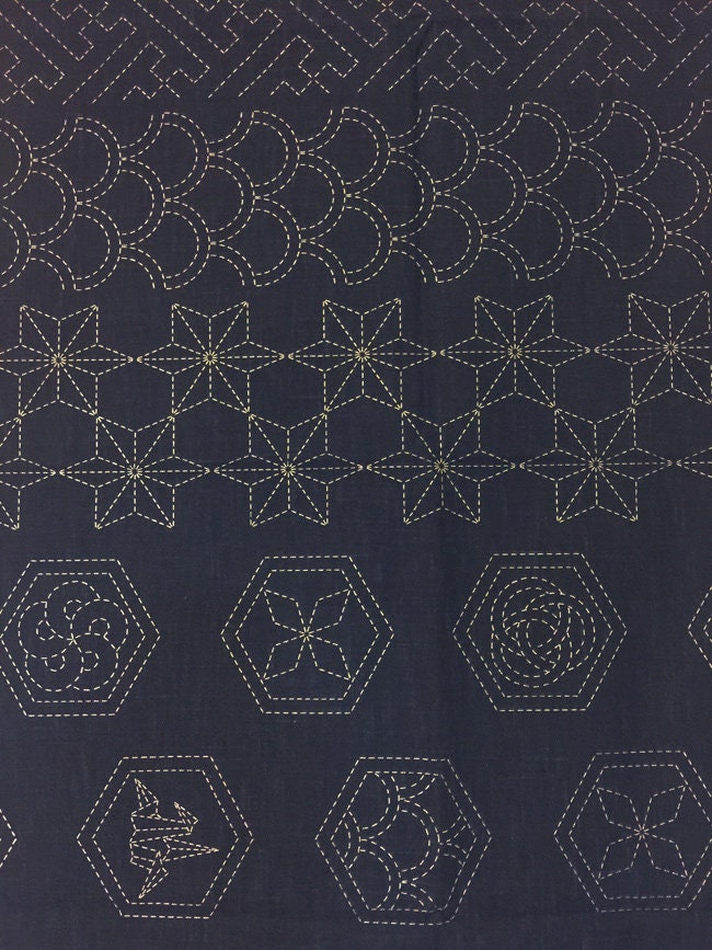 Orimono Imports - Crests Sashiko Washout Fabric Panel