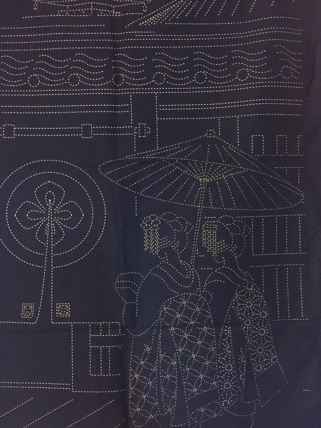 Orimono Imports - Gion Geisha Sashiko Washout Fabric Panel