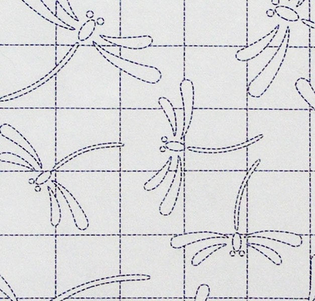 Olympus - Dragonfly Cotton Sashiko Sampler Cloth - White