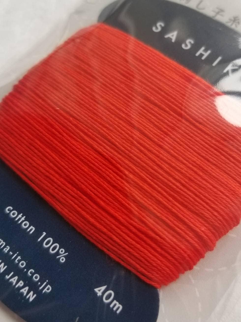 Daruma #212 SHU AKA Japanese Cotton SASHIKO thread 40 meter skein 20/4 朱赤 vermillion red