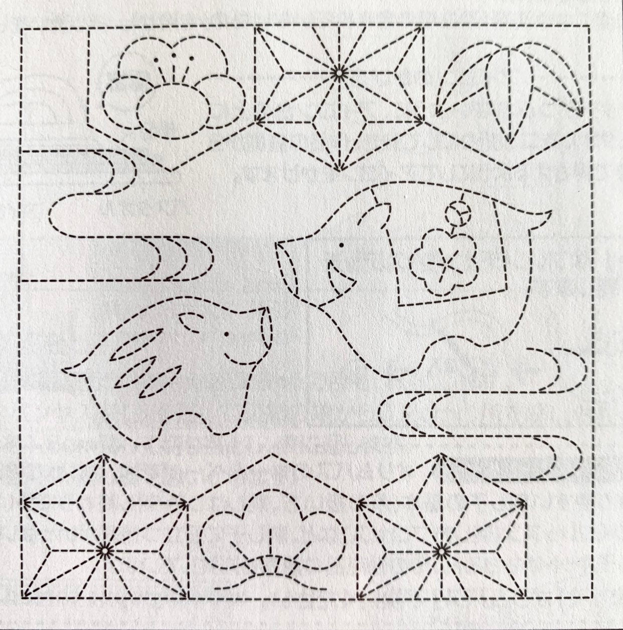 Olympus - Year of the Boar Cotton Sashiko Sampler Cloth - White