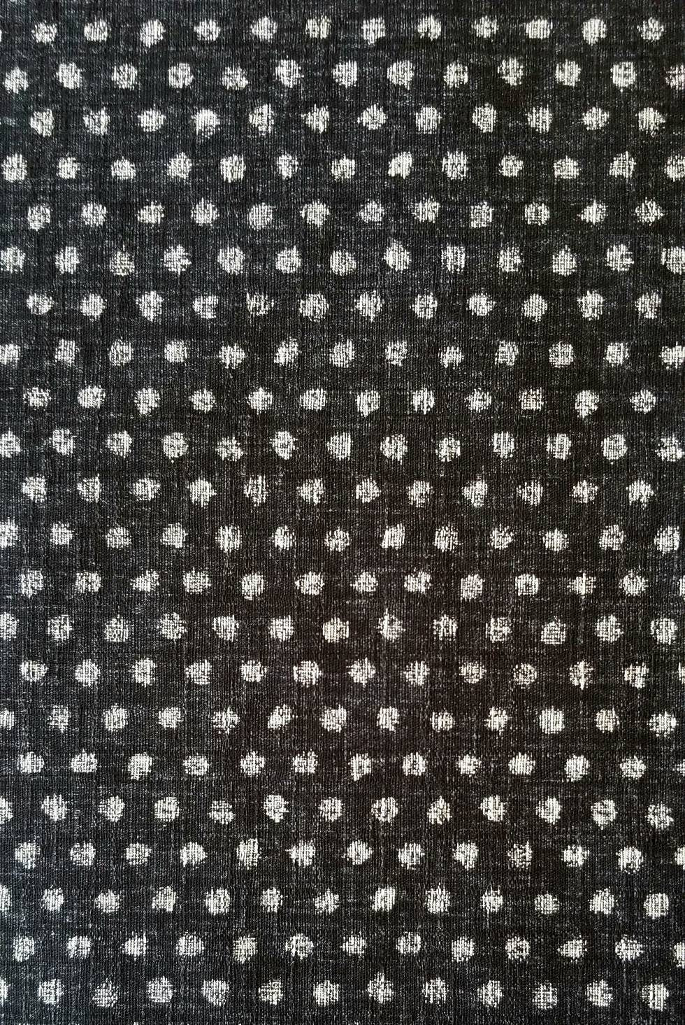 Morikiku Small Dots Japanese cotton dobby fabric M12000-A24 charcoal black