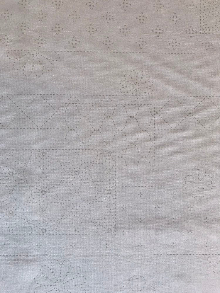 Orimono Imports - Flowers and Blocks Sashiko Washout Fabric Panel - Dark Navy, Cream, or Black