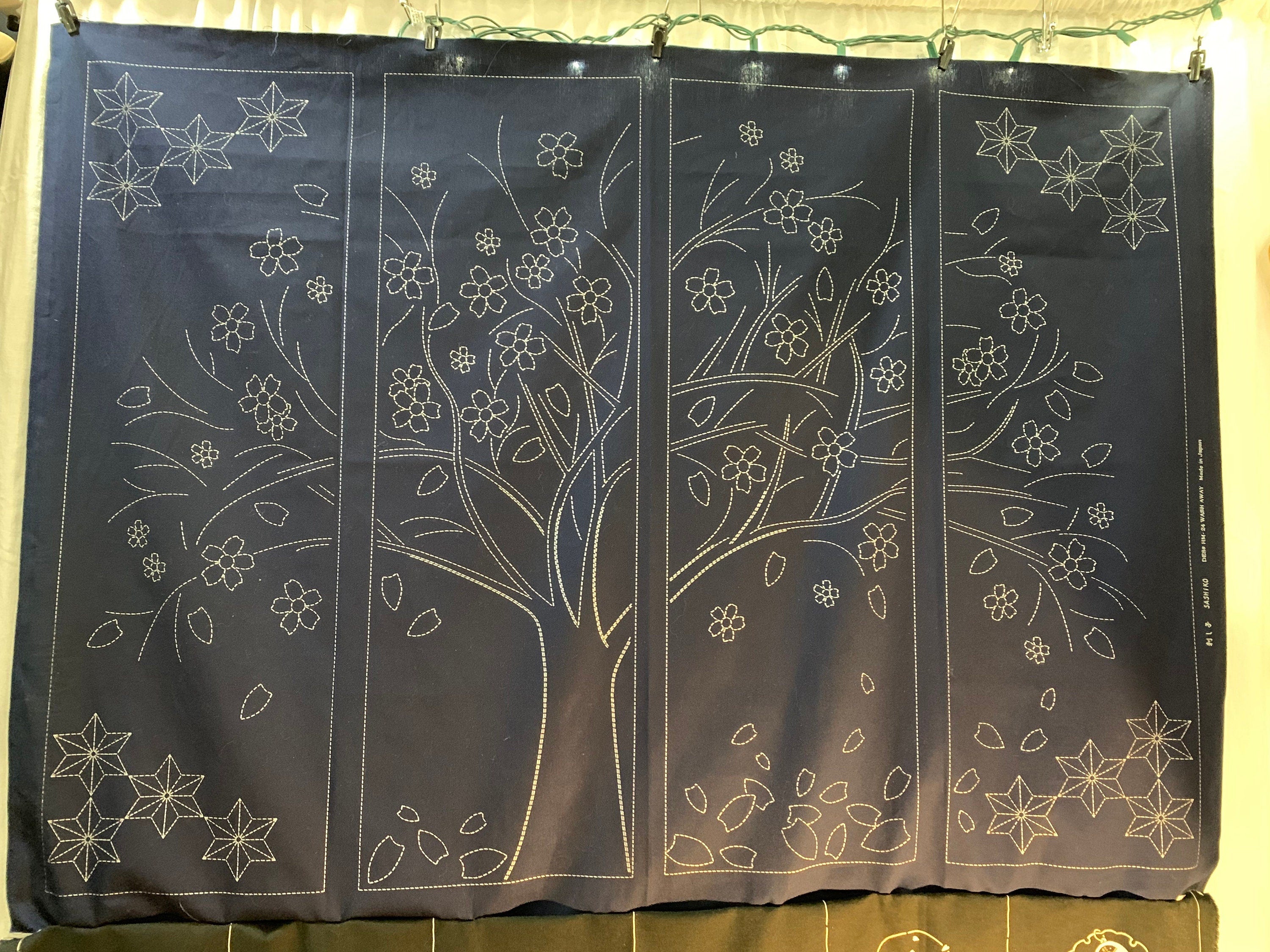 Orimono Imports - Sakura Cherry Tree Sashiko Washout Fabric Panel