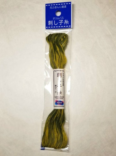 Olympus - Cotton Sashiko Thread 20m Skein - Color #95 Variegated Garden Greens