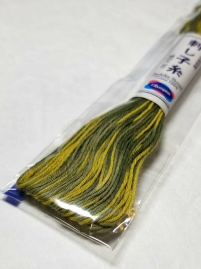 Olympus - Cotton Sashiko Thread 20m Skein - Color #95 Variegated Garden Greens