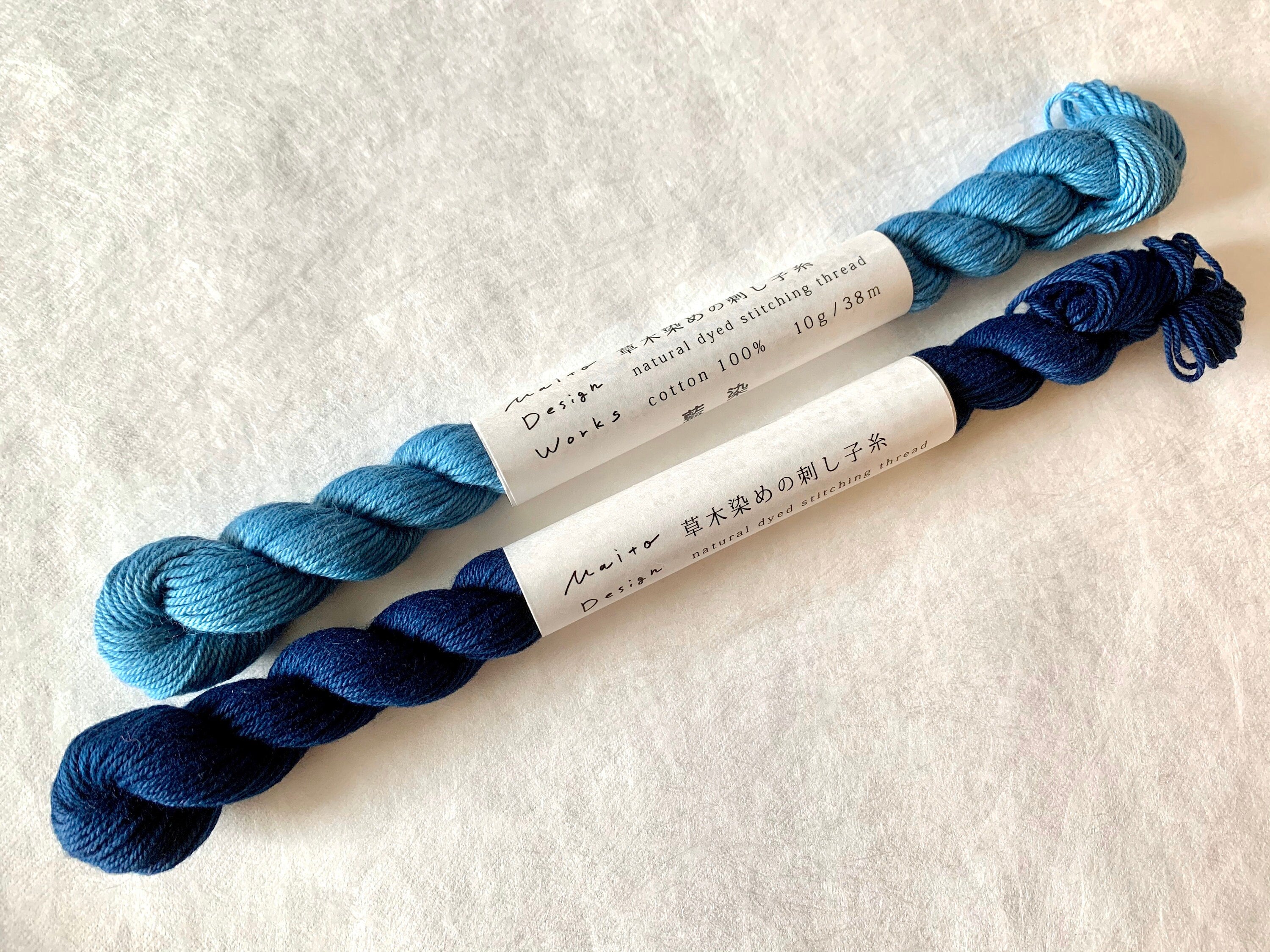Maito - Natural Dyed Cotton Sashiko and Kogin Thread 38m Skein - Solid Light Indigo Blue
