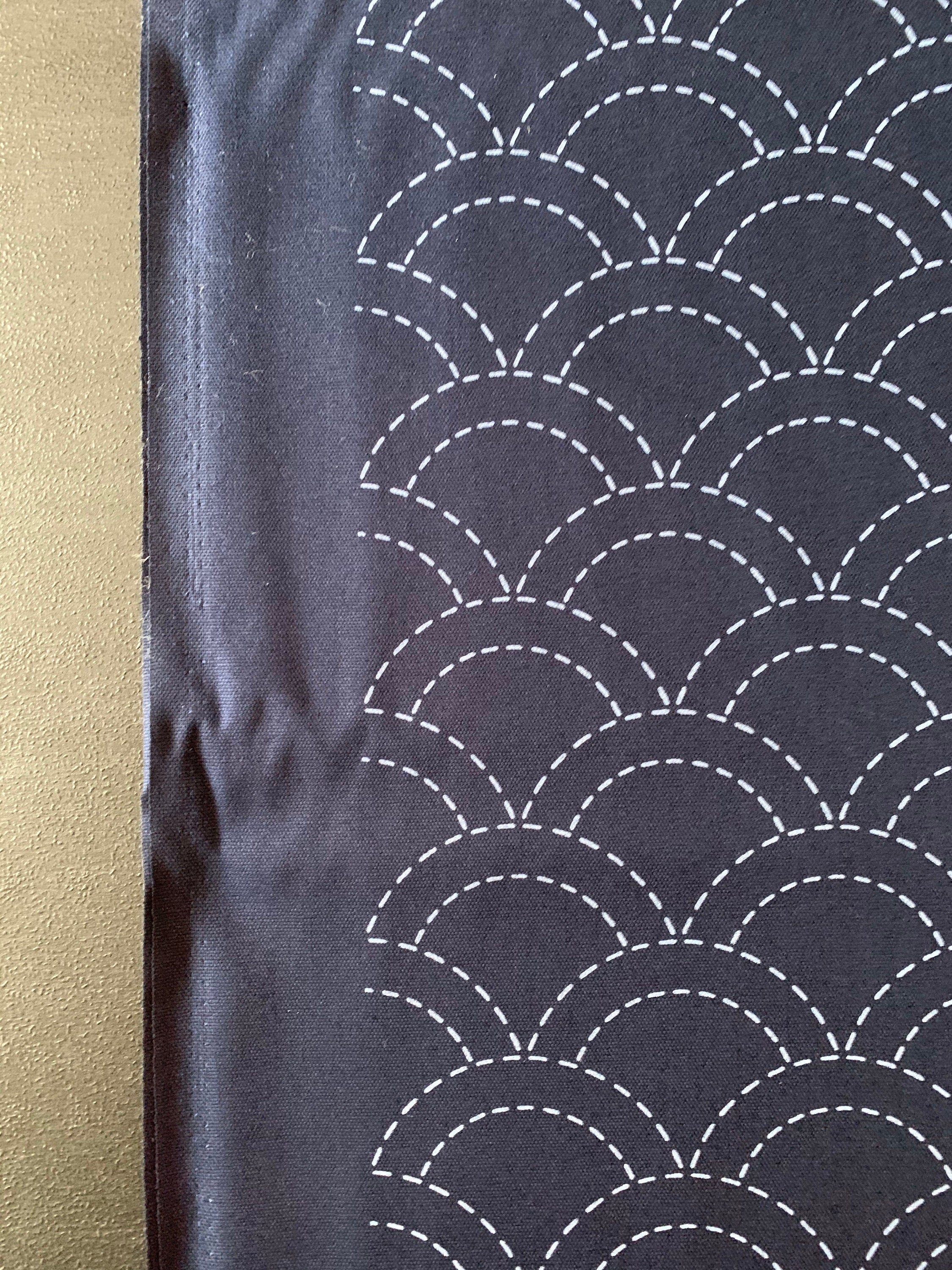 Olympus - Waves Pre-Printed Sashiko Cotton Fabric - Navy