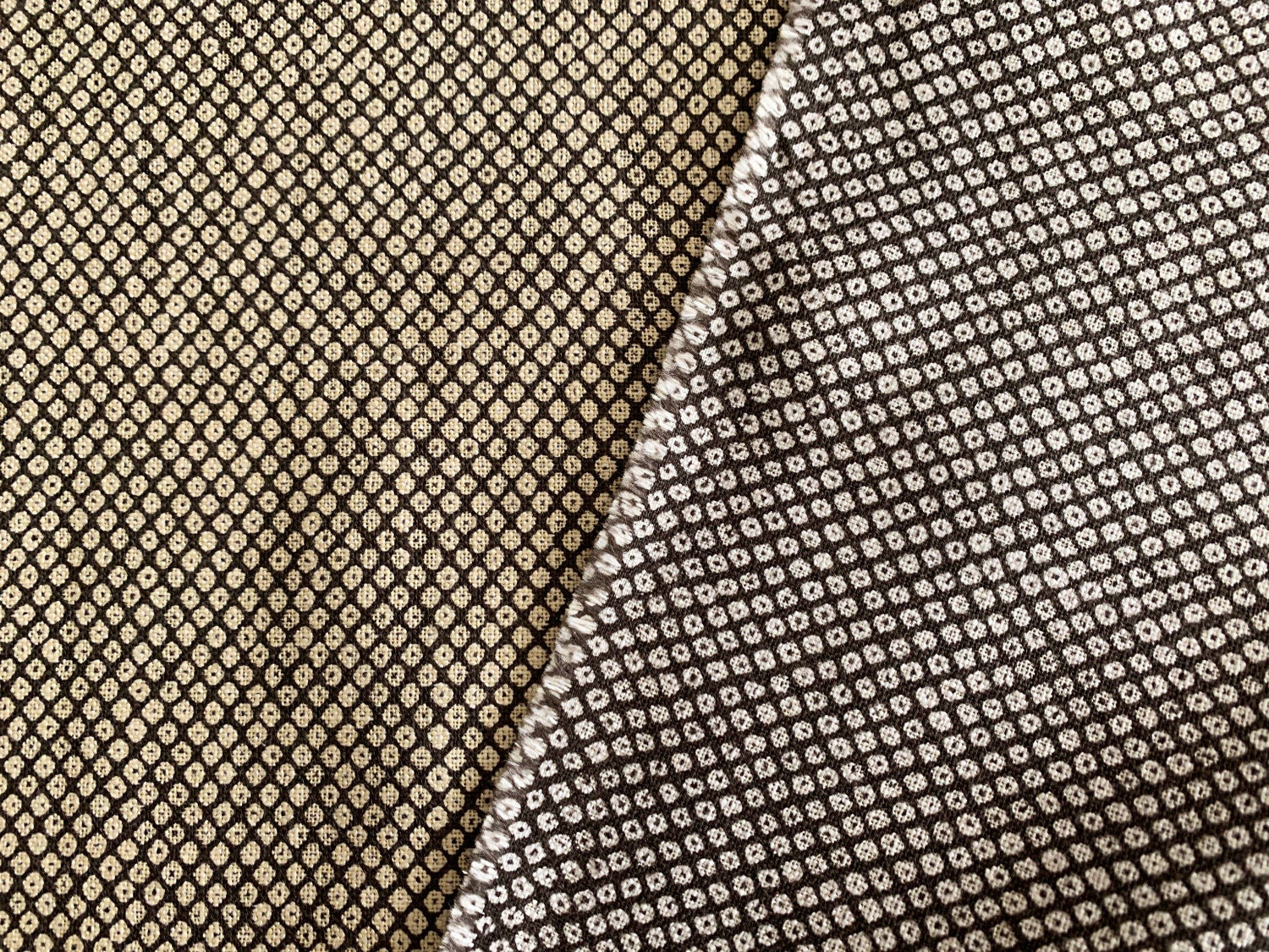 Sevenberry kanoko shibori print in gray brown and beige Japanese cotton fabric 88225-1-3