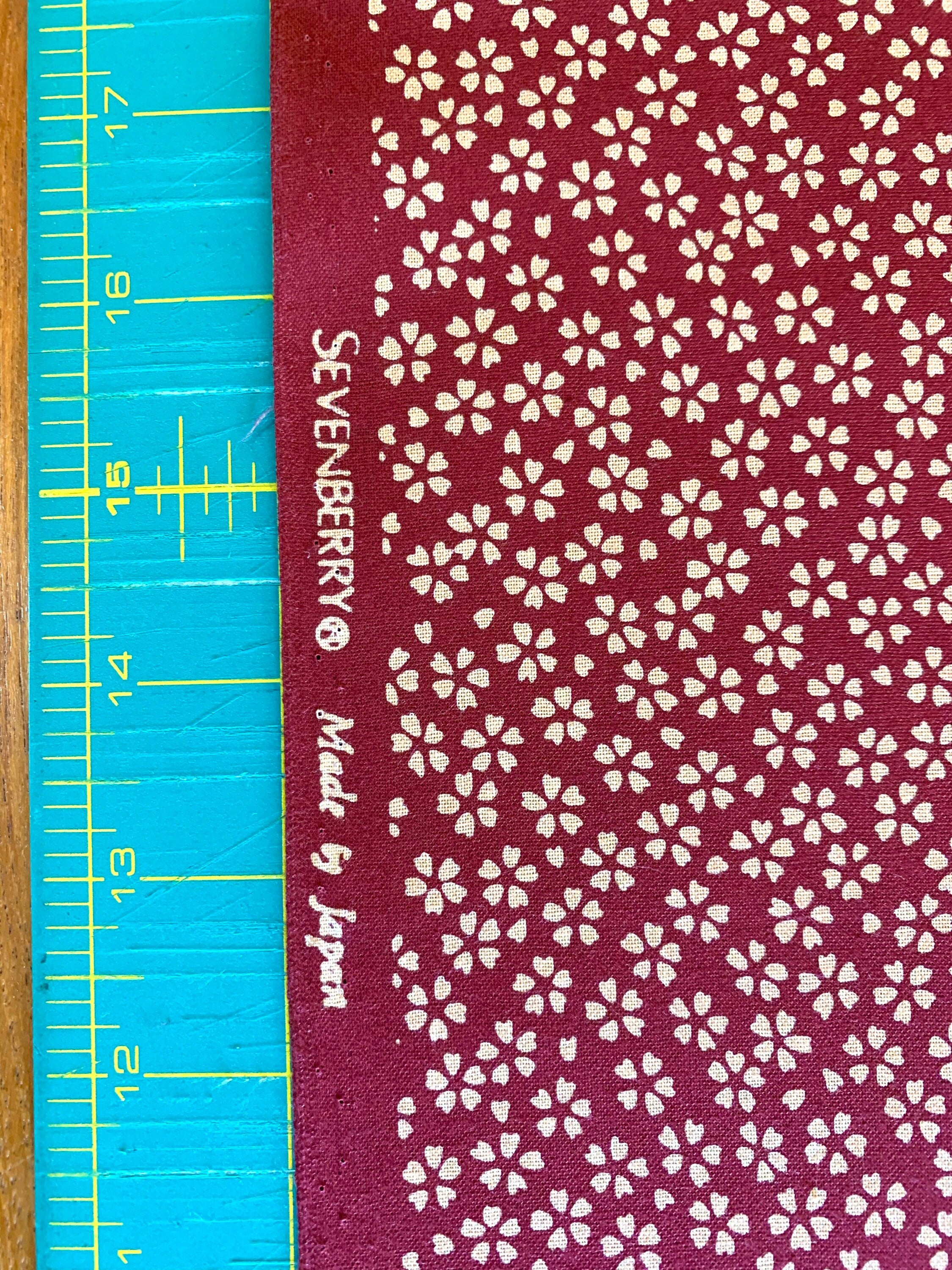 REMNANT Sakura Cherry Blossom Sevenberry Japanese cotton fabric 88222-1-4 wine red and beige