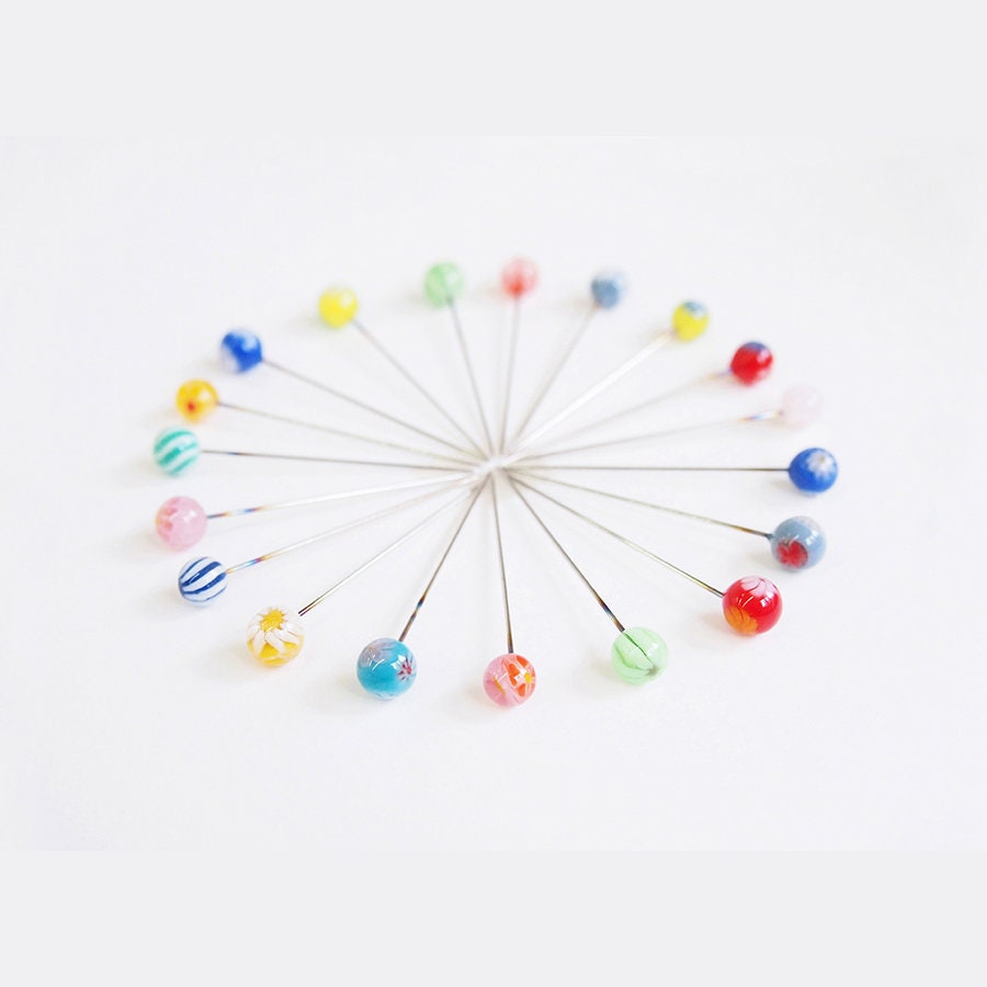 Cohana - Japanese Millefiori Glass Head Flower Pins
