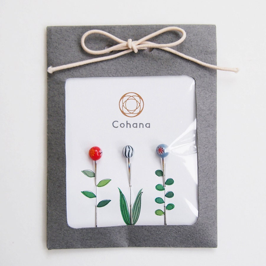 Cohana - Japanese Millefiori Glass Head Flower Pins