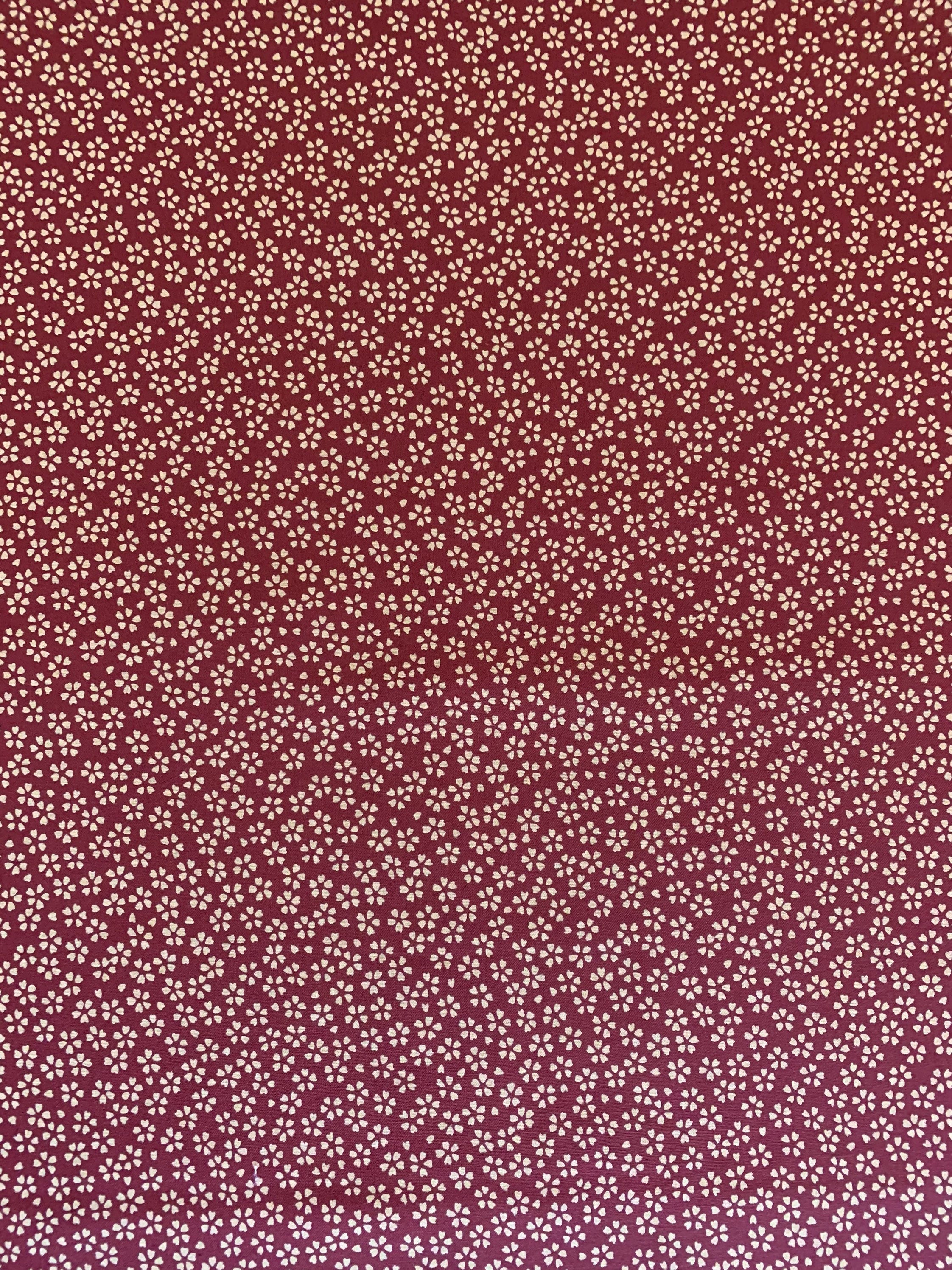 REMNANT Sakura Cherry Blossom Sevenberry Japanese cotton fabric 88222-1-4 wine red and beige