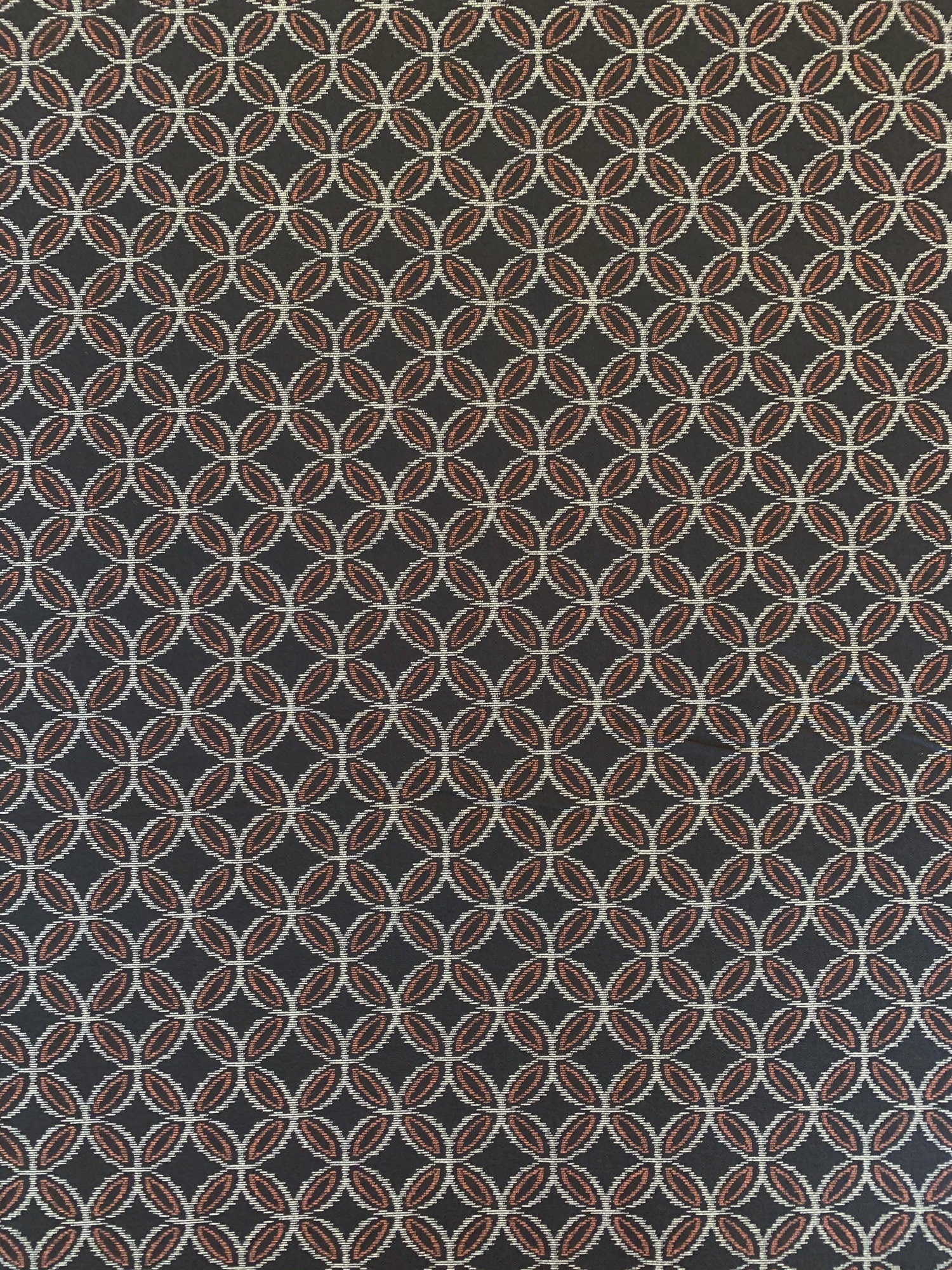 Sevenberry printed Ikat kasuri shippou circles Japanese cotton fabric 88229-2-3 black orange