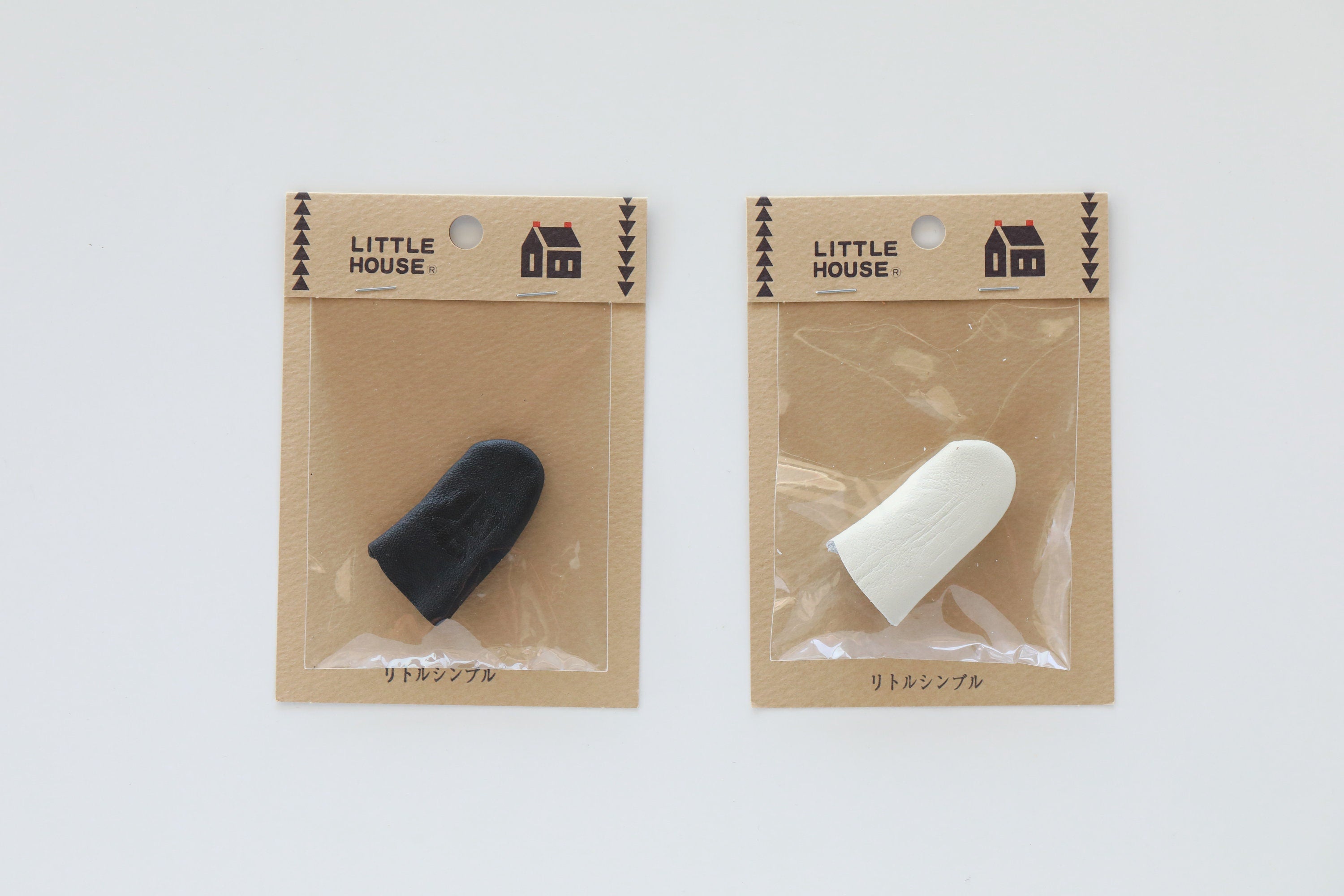 Little House - Leather Fingertip Thimble - Black/White