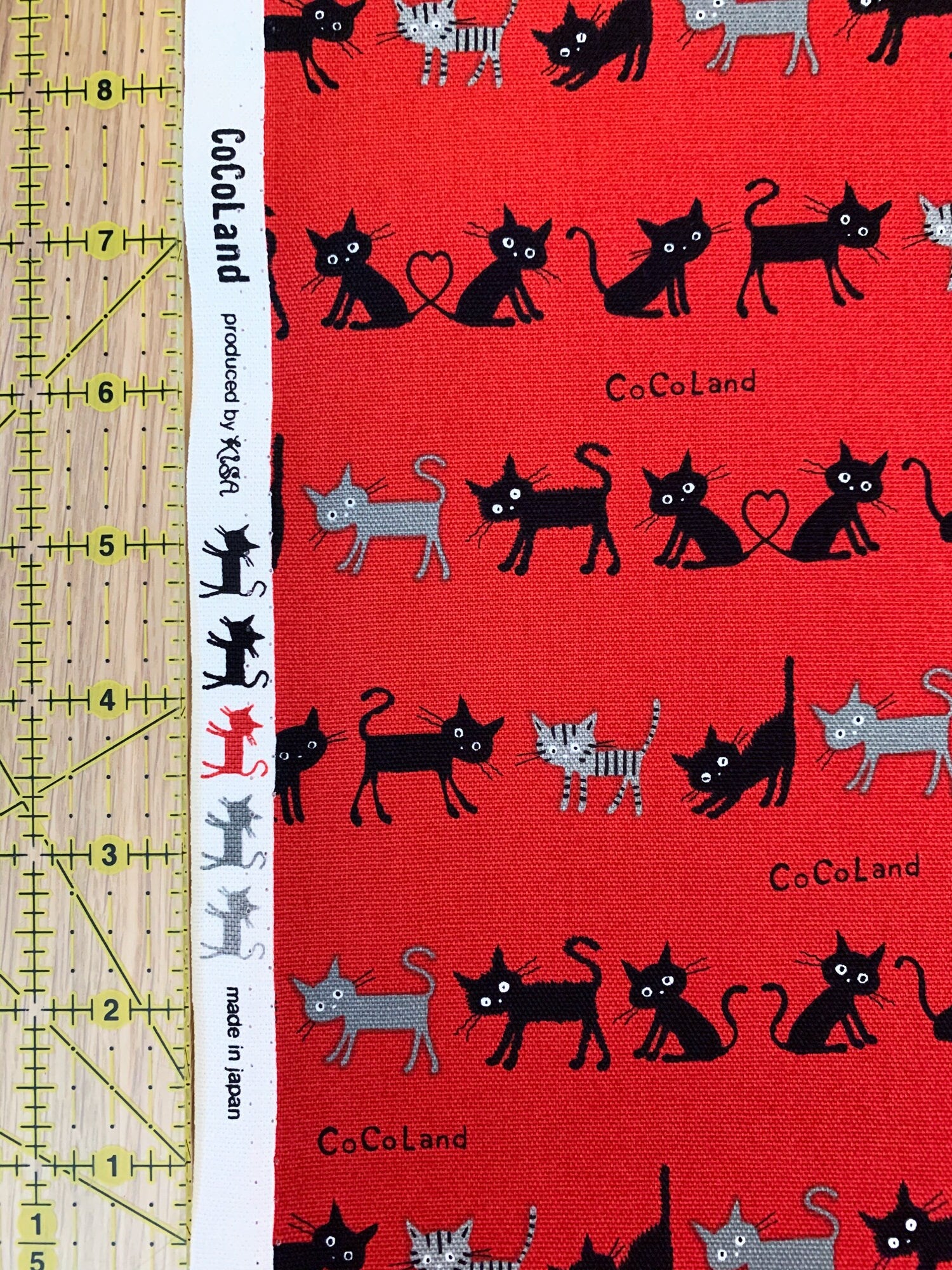 Cocoland Mini Cat Japanese oxford cotton canvas H-CO-10002-1-B red