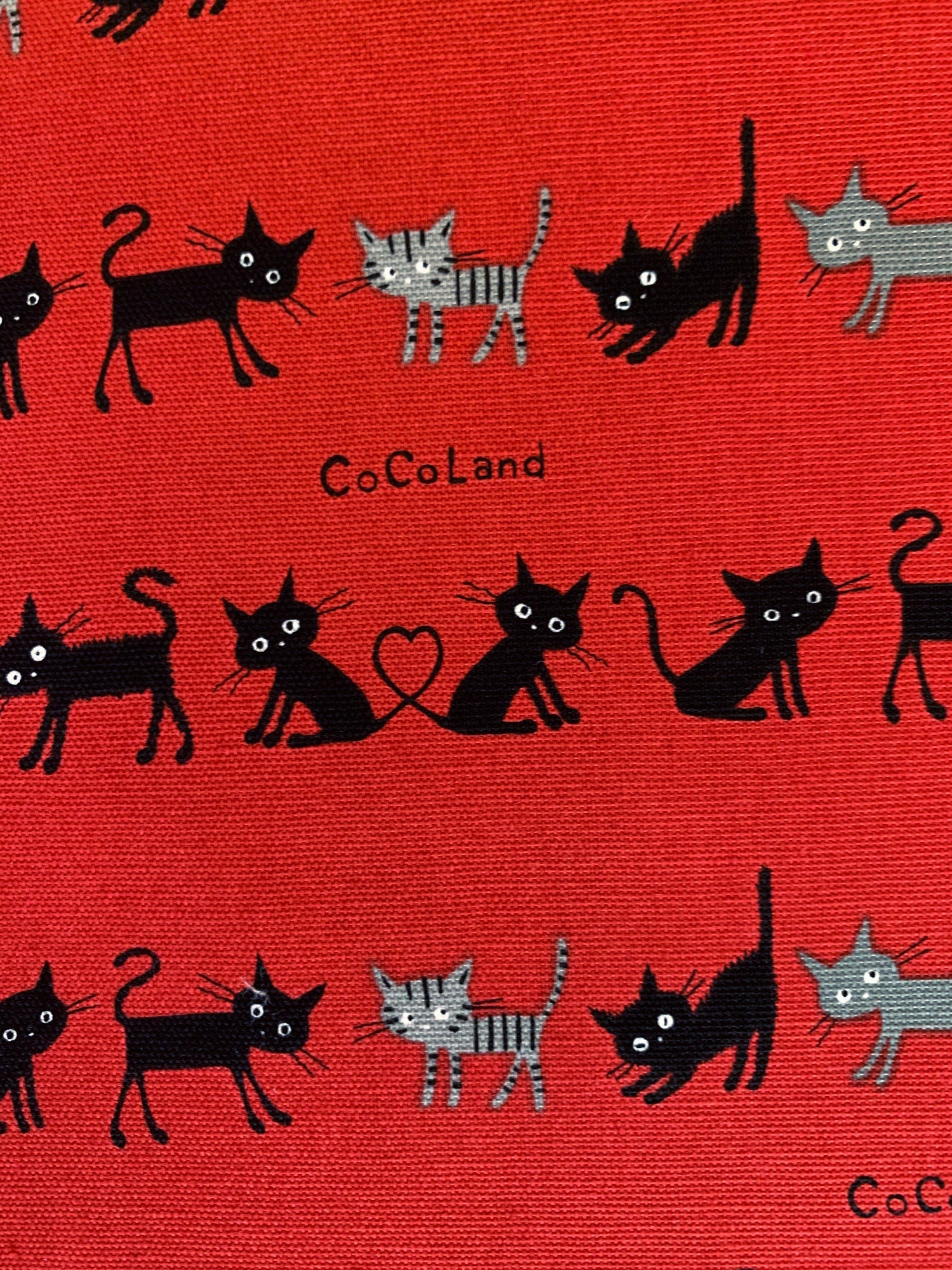 Cocoland Mini Cat Japanese oxford cotton canvas H-CO-10002-1-B red