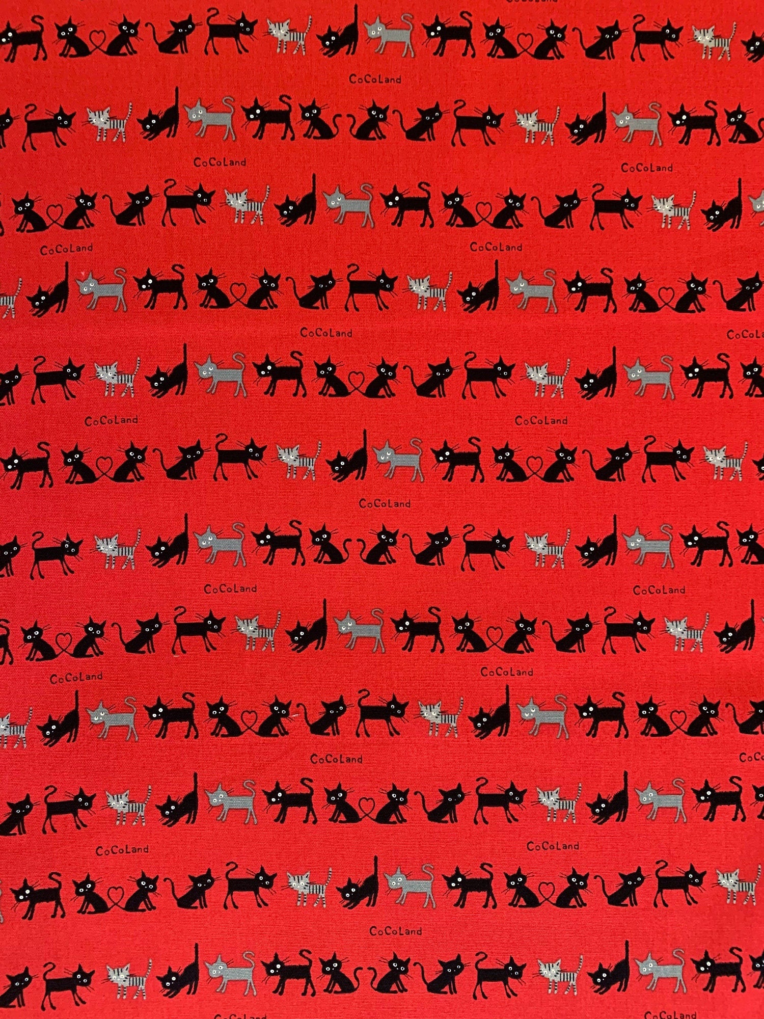 Cocoland Mini Cat Japanese oxford cotton canvas H-CO-10002-1-B red