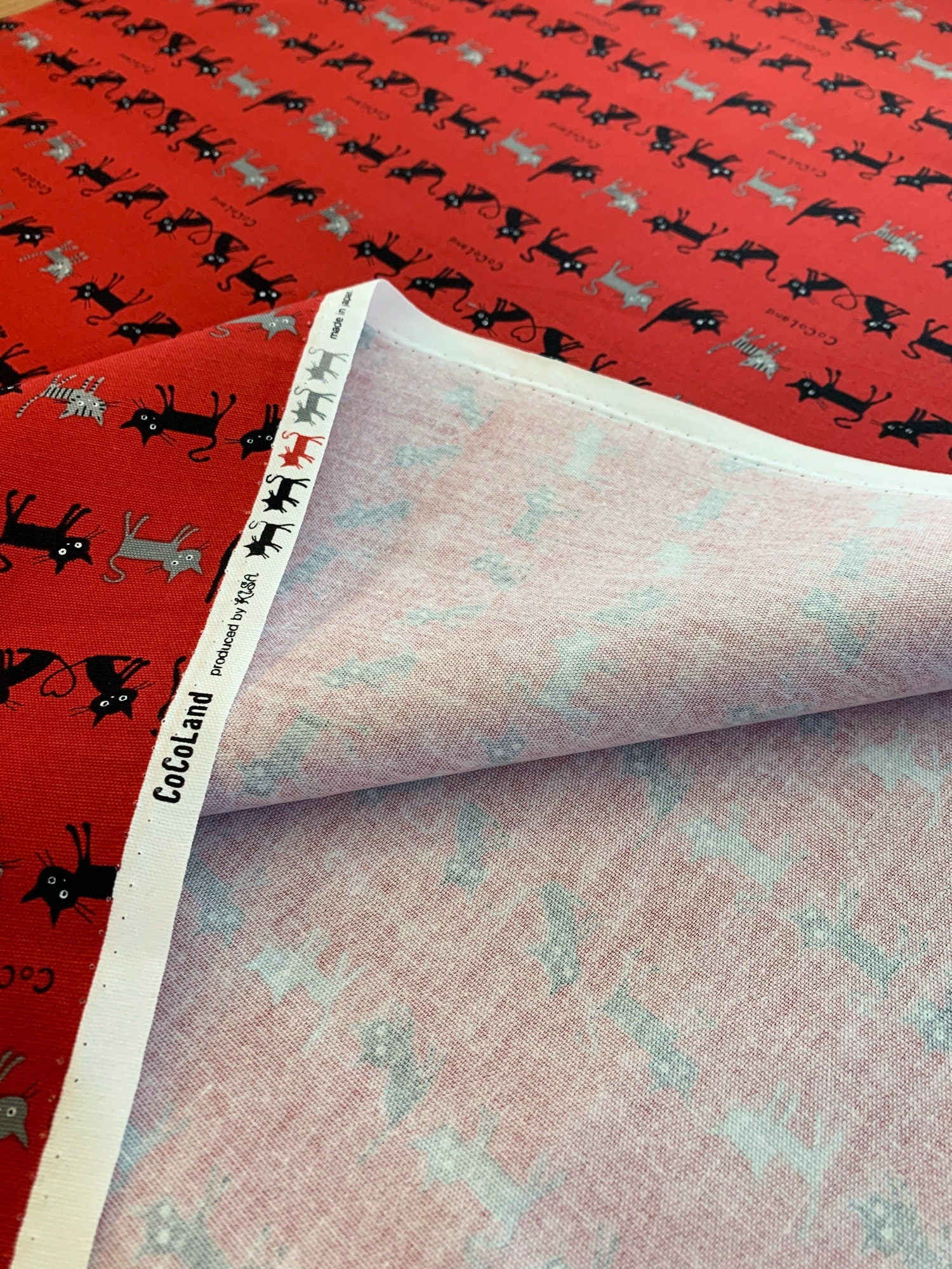 Cocoland Mini Cat Japanese oxford cotton canvas H-CO-10002-1-B red