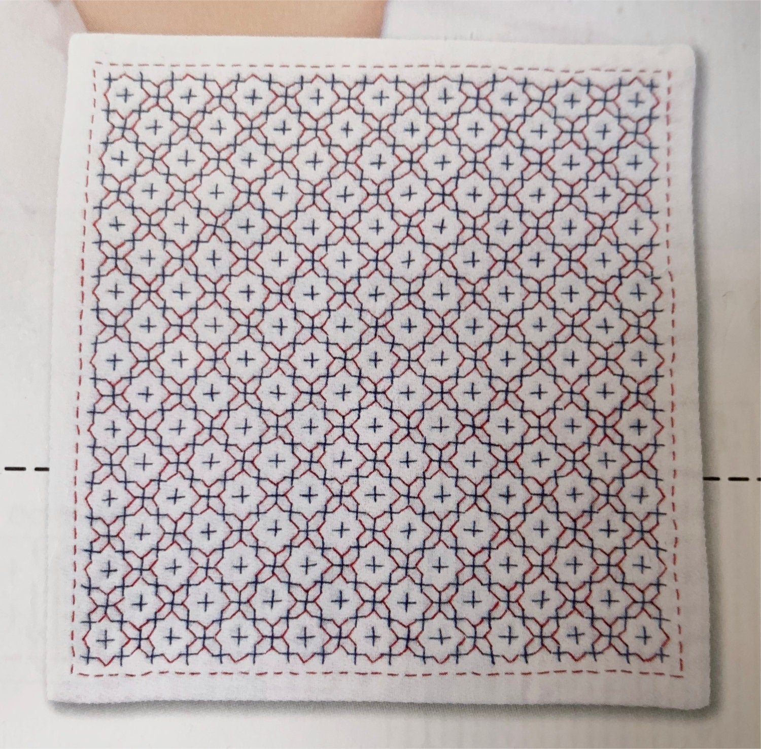 Olympus - Cross Flowers Sashiko Handkerchief Sampler Kit - White
