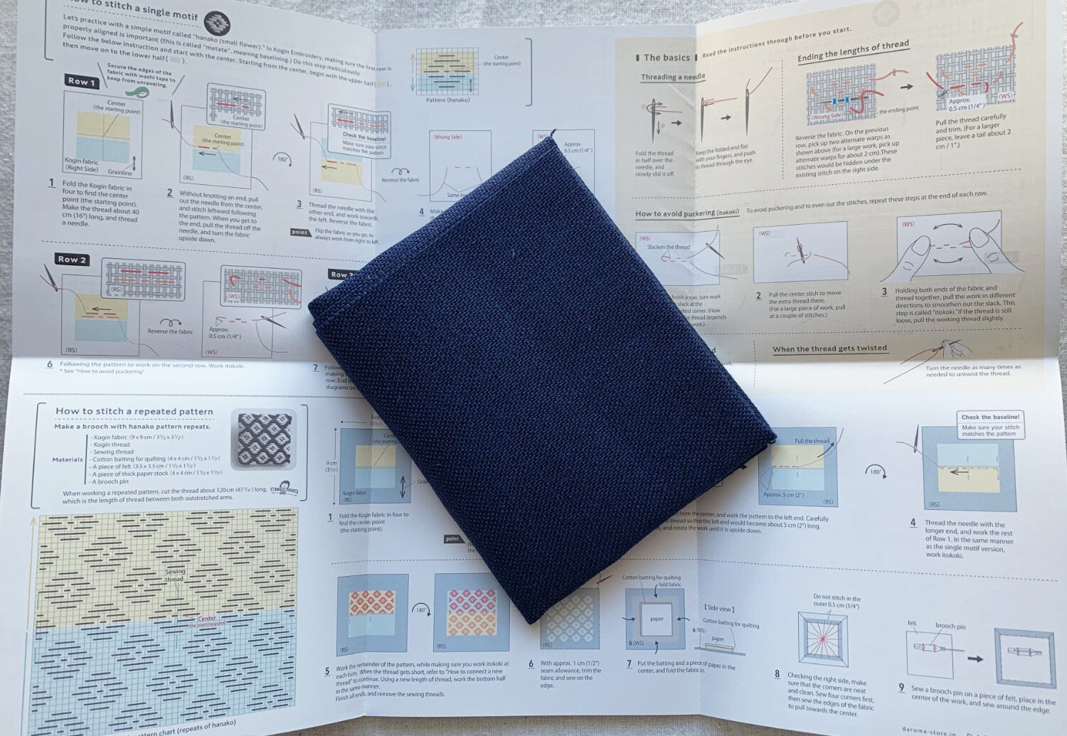 Daruma - Linen Kogin Cloth - Navy Blue
