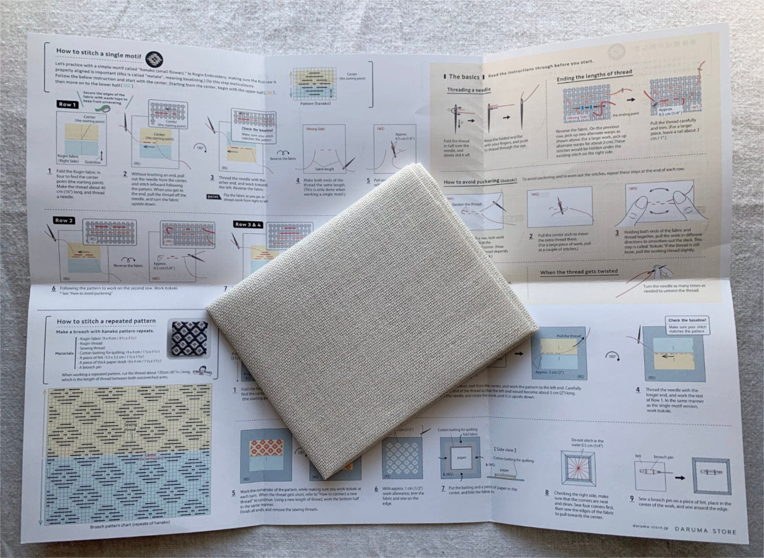 Daruma - Linen Kogin Cloth - Ecru