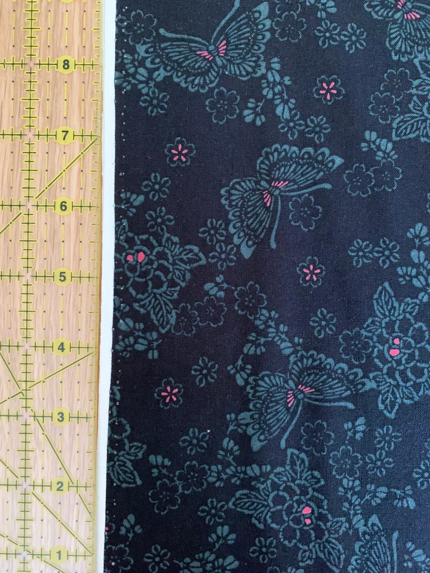 Kojima - SALE Style Butterflies Cotton Fabric - Black Green Red