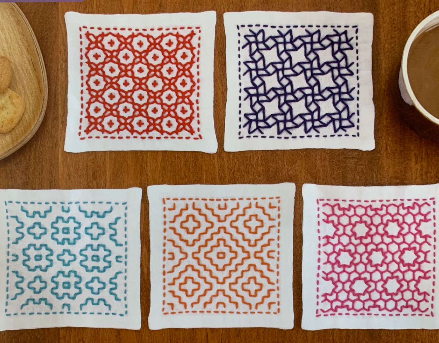 Olympus Sashiko Coaster kit with fabric, needle, and thread SK-293
