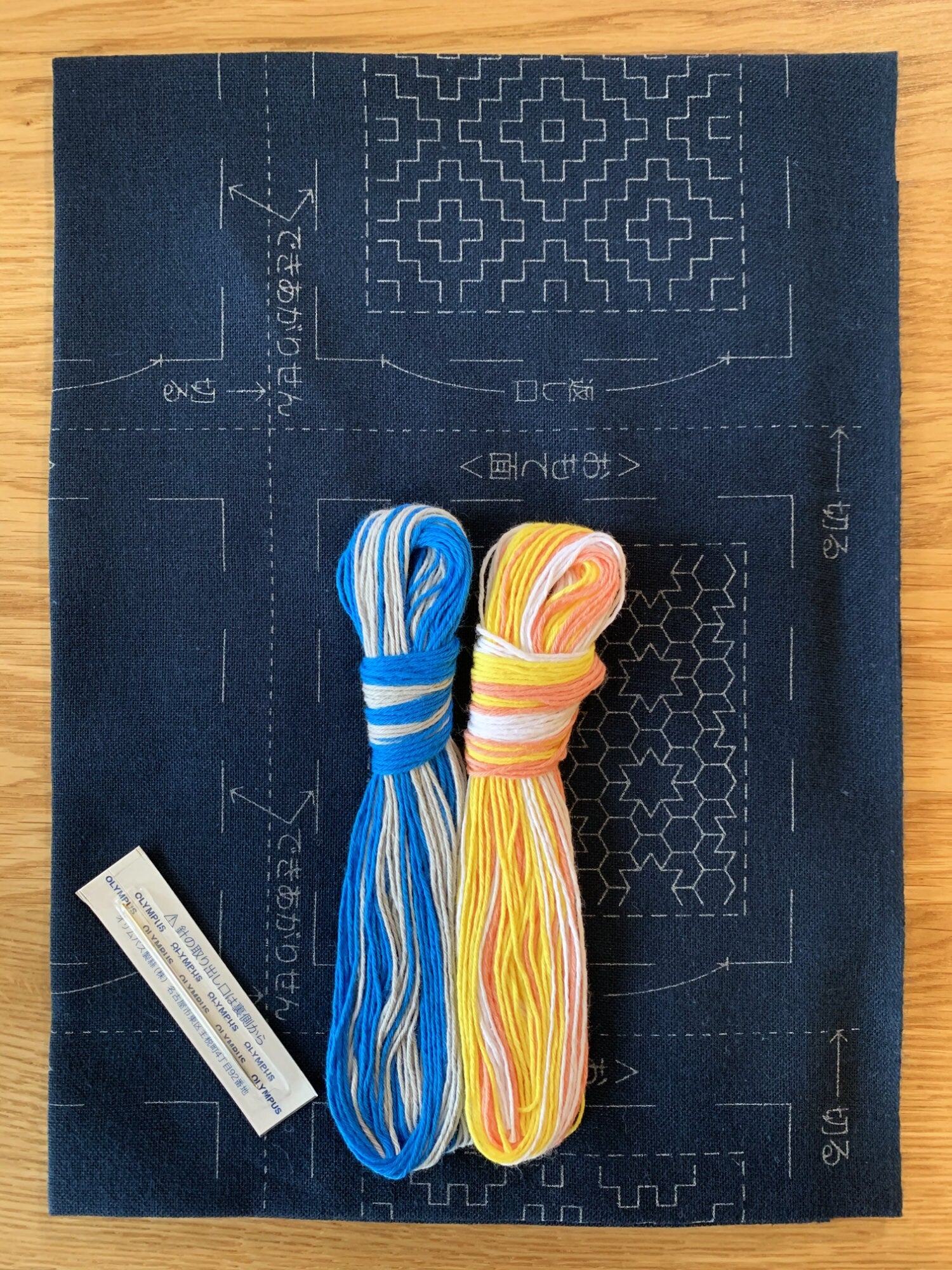 Olympus Sashiko Coaster kit with fabric, needle, and thread SK-331