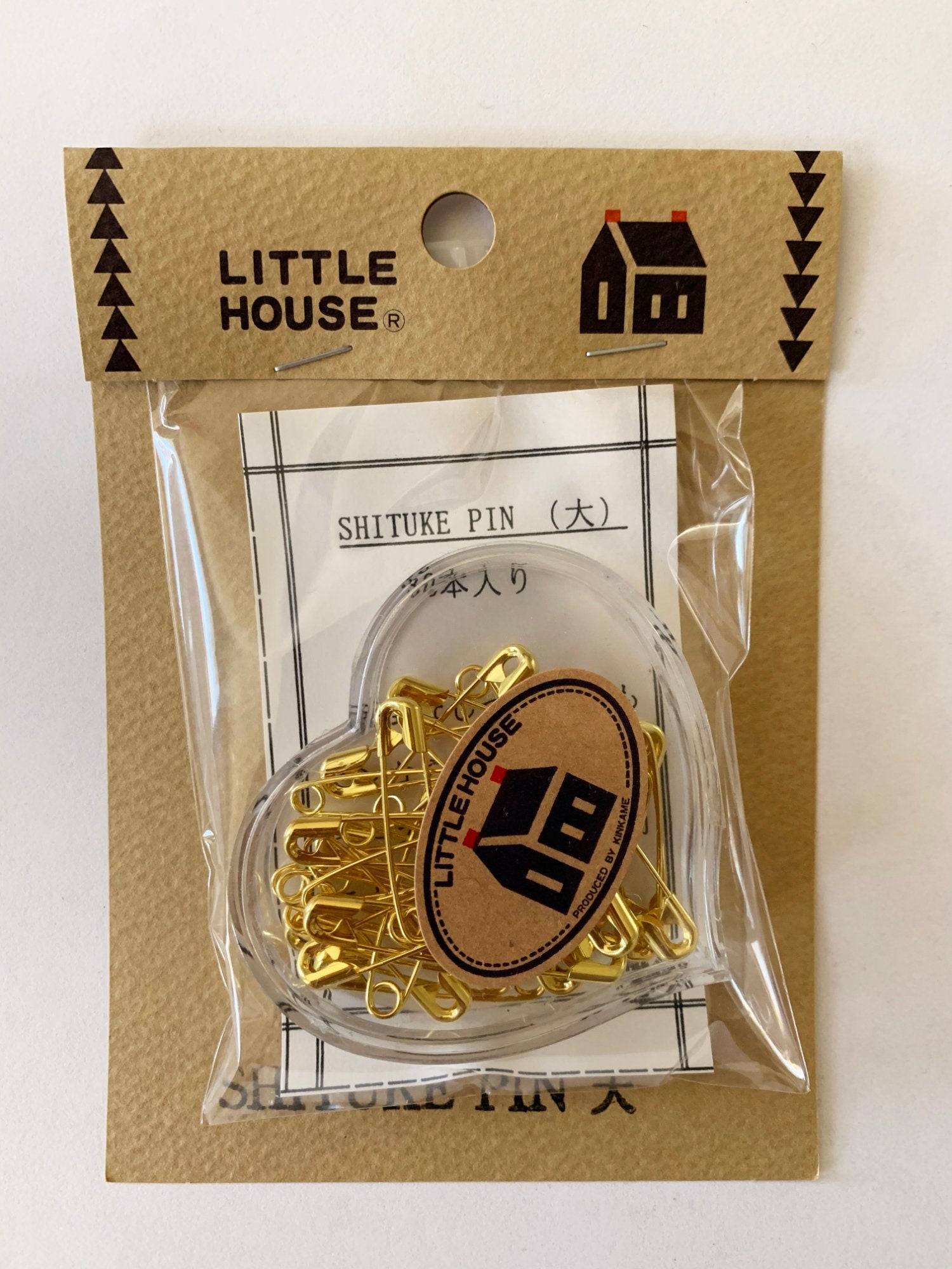 Little House - Golden Heart Safety Pin