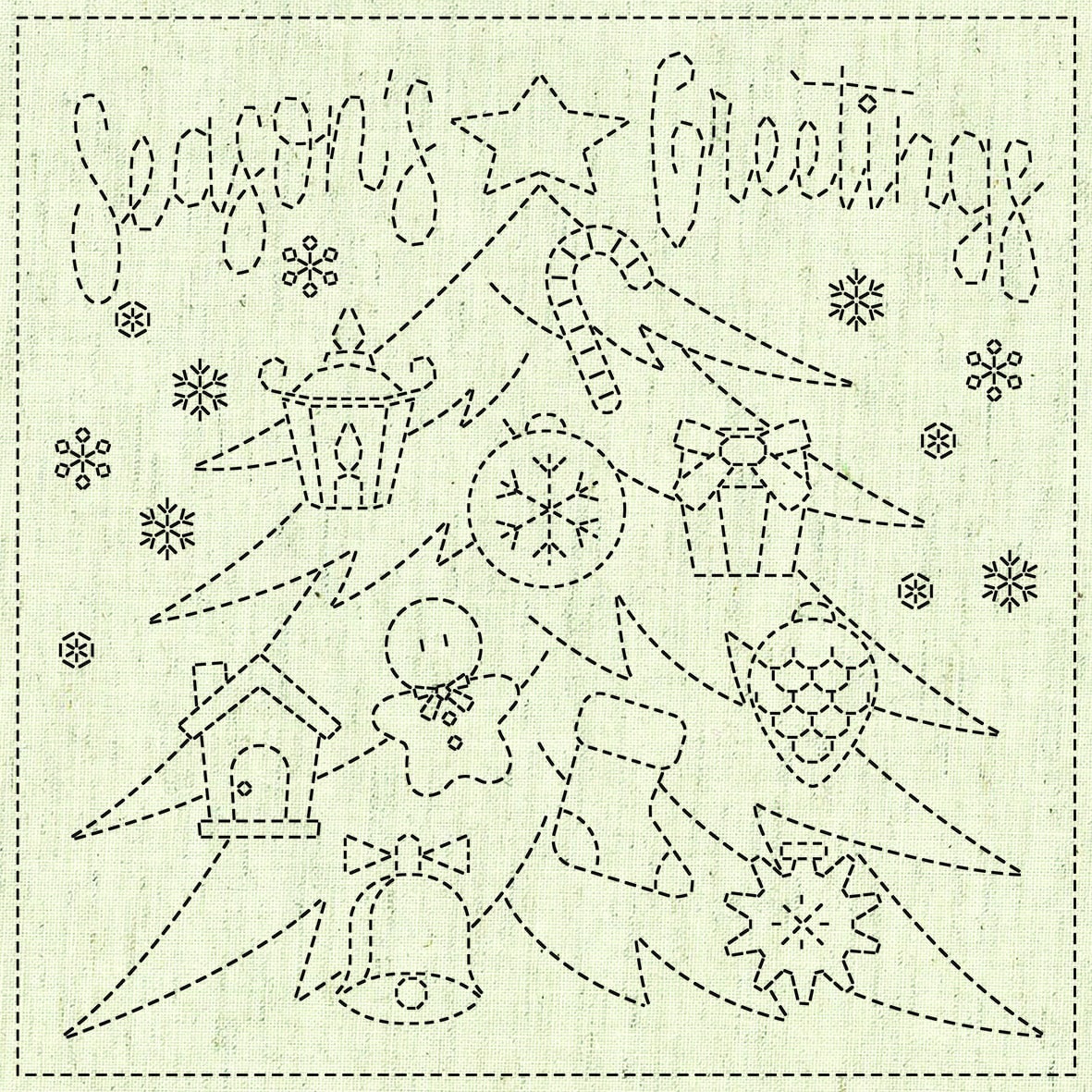 QH Textiles - Season's Greetings Cotton Sashiko Fukin Sampler Cloth - Beige Greige