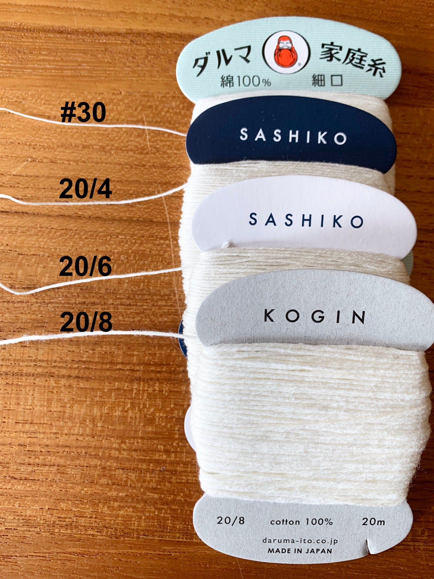 Daruma - Cotton Hand Sewing Thread Size #30 100m Card - Color #17 Lemon Yellow