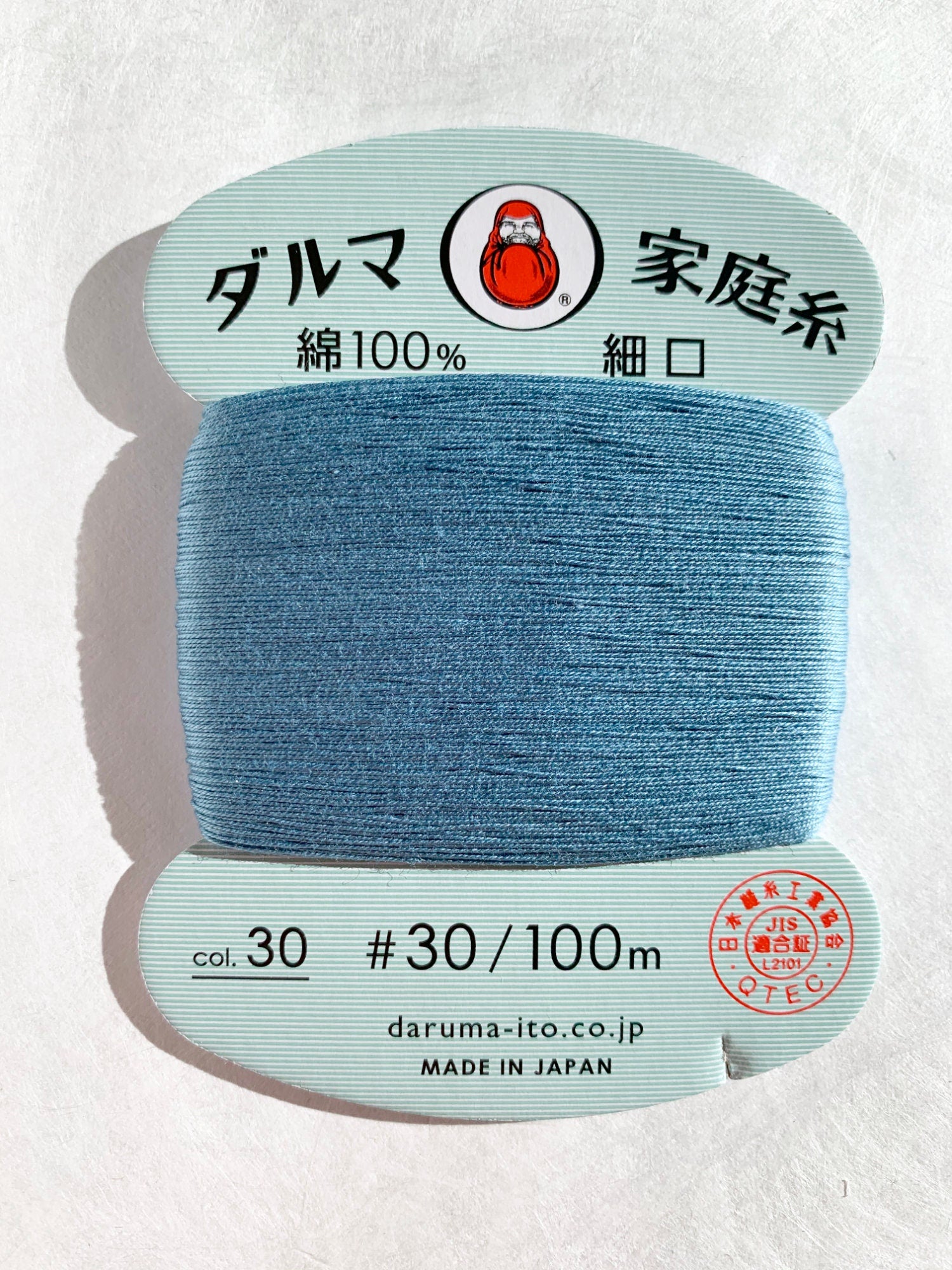 Daruma - Cotton Hand Sewing Thread Size #30 100m Card - Color #30 Slate Blue