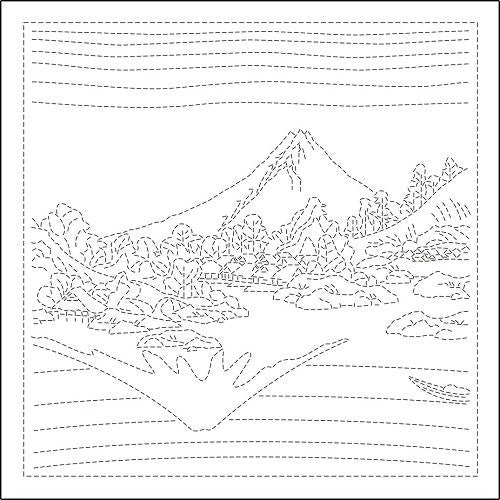 Olympus - Hokusai Collection "Mt. Fuji Reflected" Cotton Sashiko Sampler Cloth - White or Navy